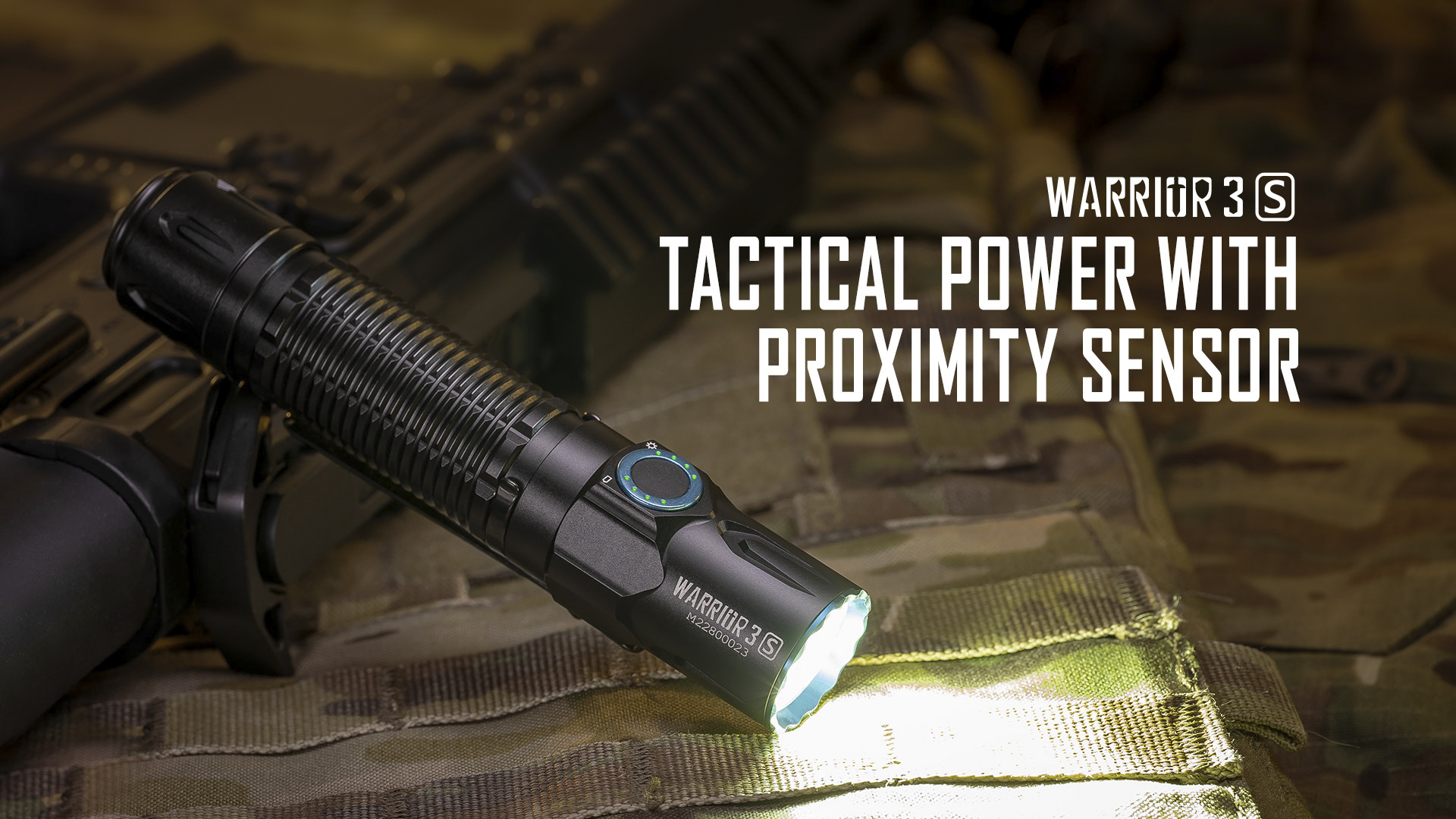 Olight Warrior 3S 2300 Lumen Rechargeable Flashlight with 2x5000